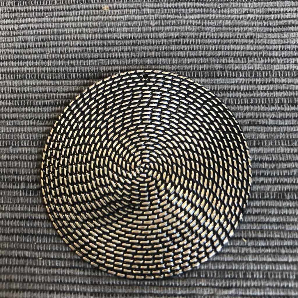 Antique Silver Metal Circle Hammered Pendant Charm